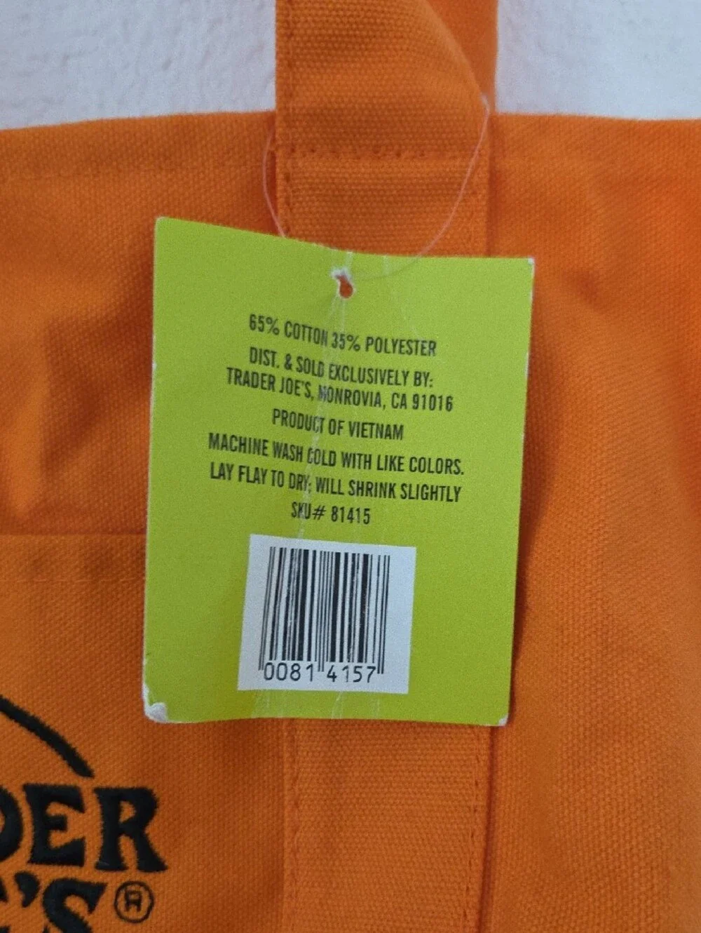 Trader Joe's Orange Mini Canvas Tote Bag - Everyday Shopper